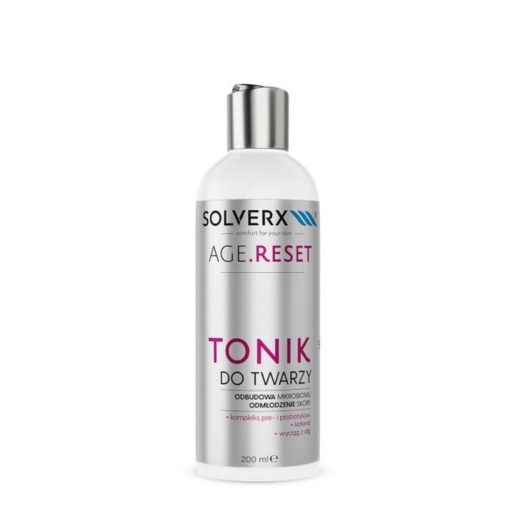 Solverx, AgeReset, tonik do twarzy, odbudowa mikrobiomu & odmłodzenie skóry, 200 ml