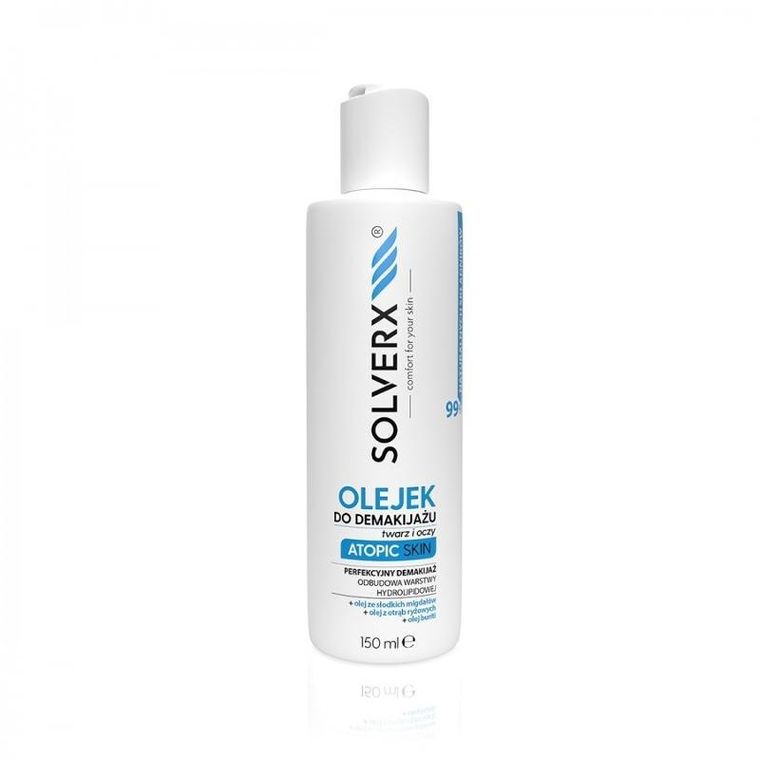 Solverx, Atopic Skin, olejek do demakijażu twarzy i oczu do cery atopowej, 150 ml
