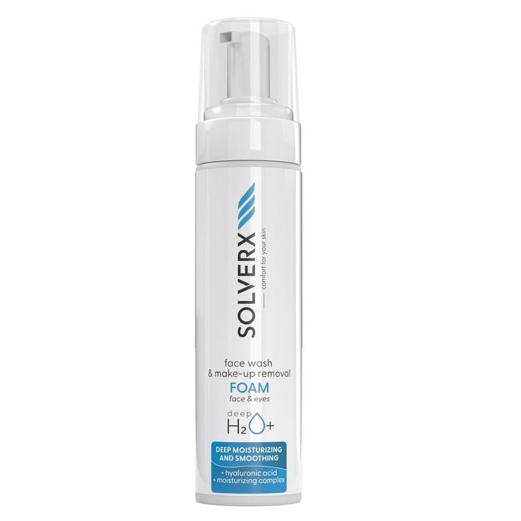 Solverx, Deep H2O+, pianka do mycia twarzy, 200 ml