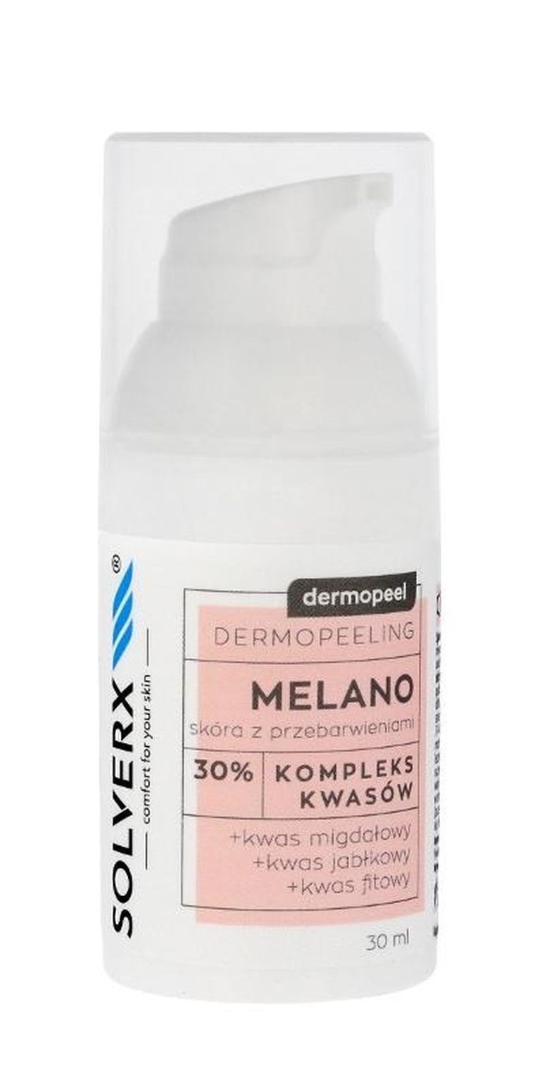 Solverx, Dermopeel Dermopeeling Melano, kompleks kwasów 30% migdałowyjabłkowyfitowy, 30 ml