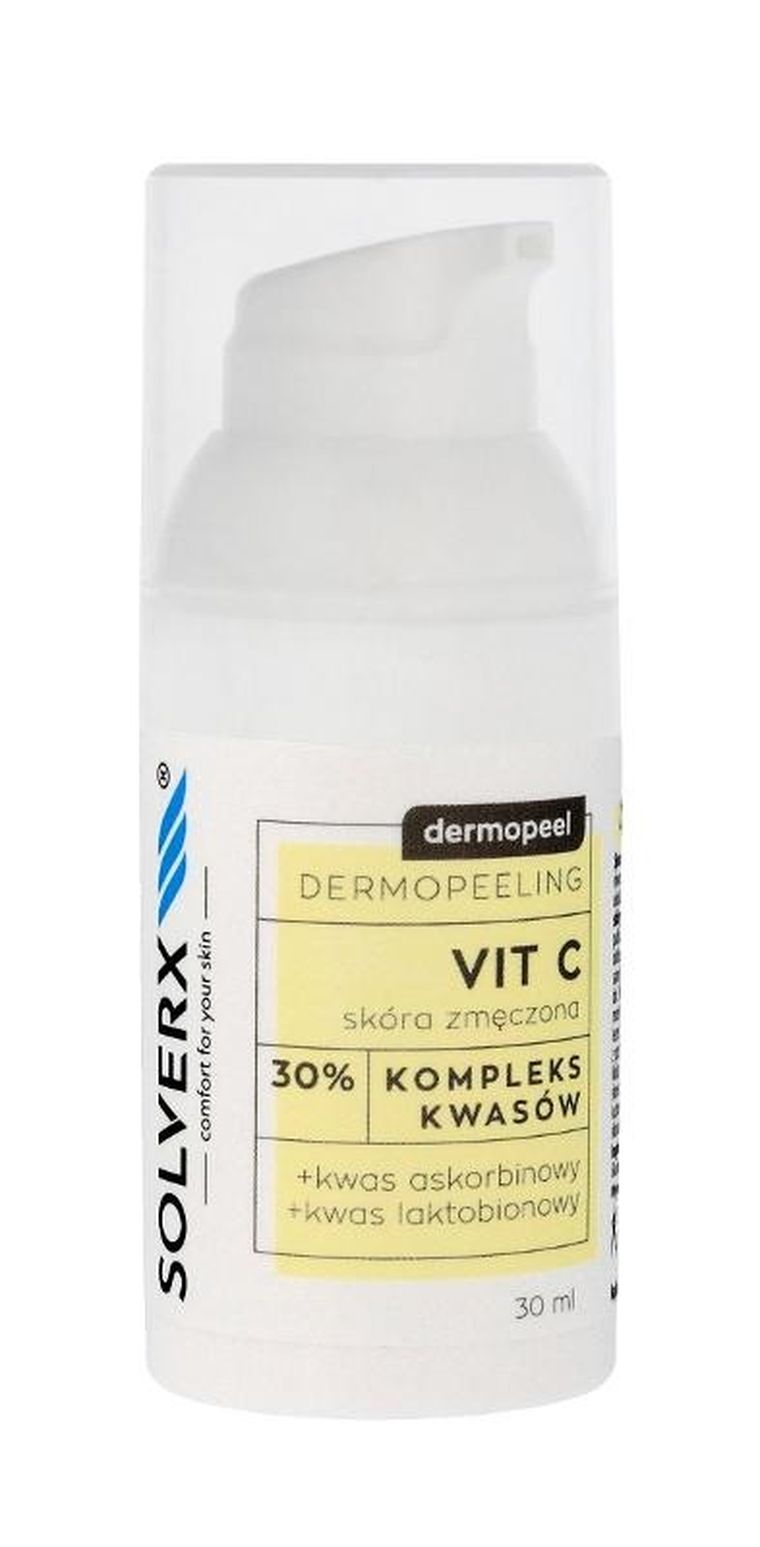 Solverx, Dermopeel Dermopeeling Vit C, kompleks kwasów 30% askorbinowylaktobionowy, 30 ml