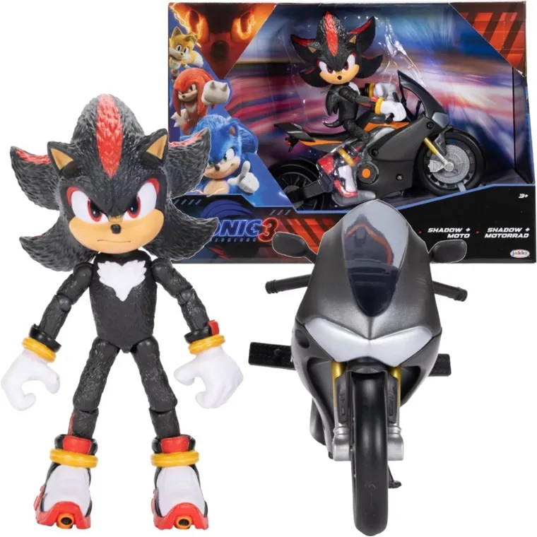 Sonic the Hedgehog 3, zestaw: figurka Shadow + czarny Motocykl