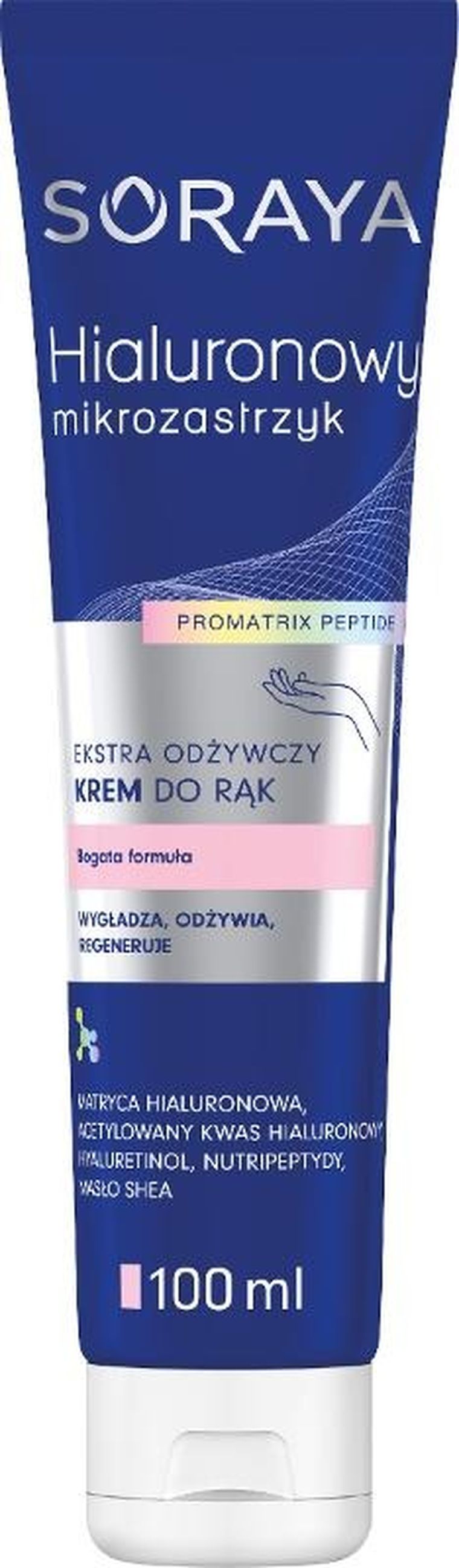 Soraya, Hialuronowy Mikrozastrzyk Pro Matrix, ekstra odżywczy krem do rąk, 100 ml