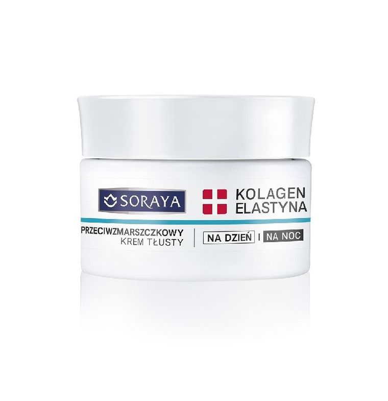 Soraya, Kolagen & Elastyna, przeciwzmarszczkowy krem tłusty na dzień i noc, 50 ml