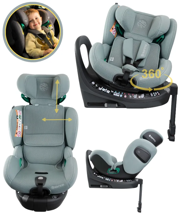 Sorino, Aurora, fotelik samochodowy z bazą, 360°, mint, 40-150 cm