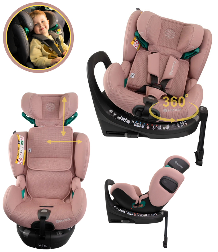 Sorino, Aurora, fotelik samochodowy z bazą, 360°, pink, 40-150 cm