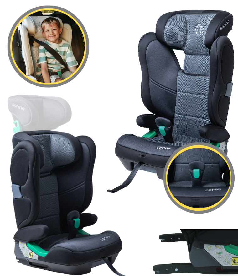 Sorino, Ceres, fotelik samochodowy, dark grey, 100-150 cm