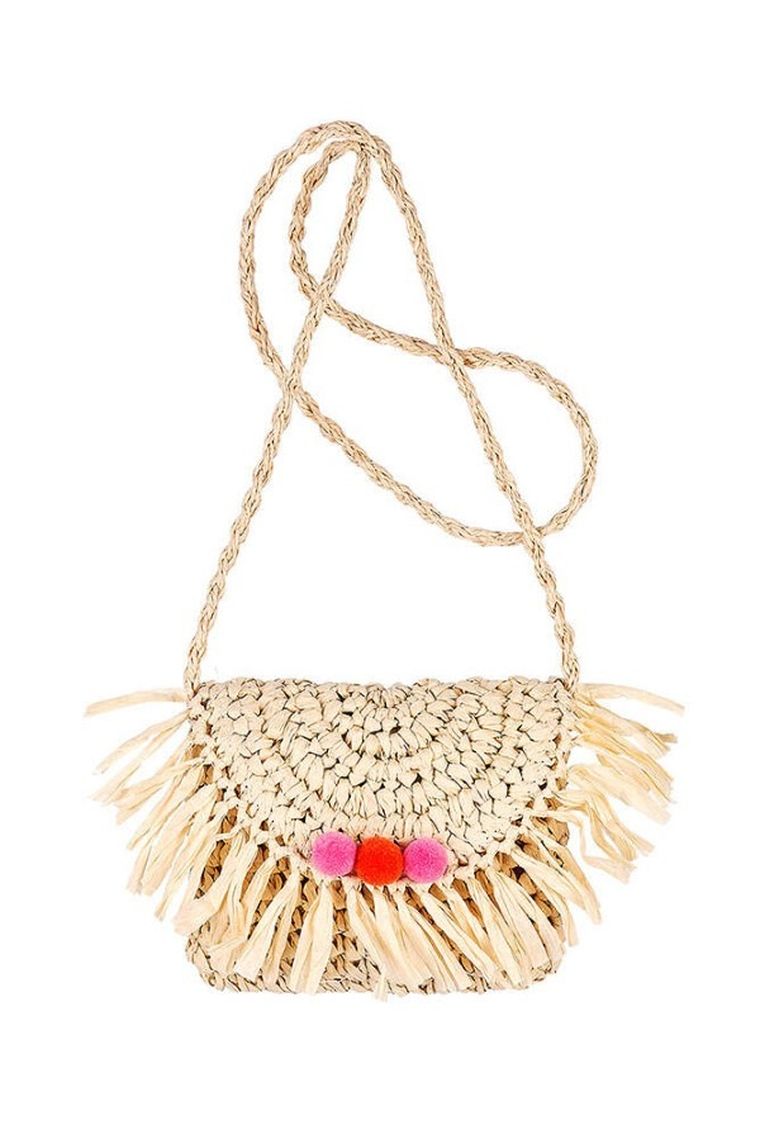 Souza! Akkelyn, torebka na ramię dla dzieci, słomkowa, frędzle i pompony