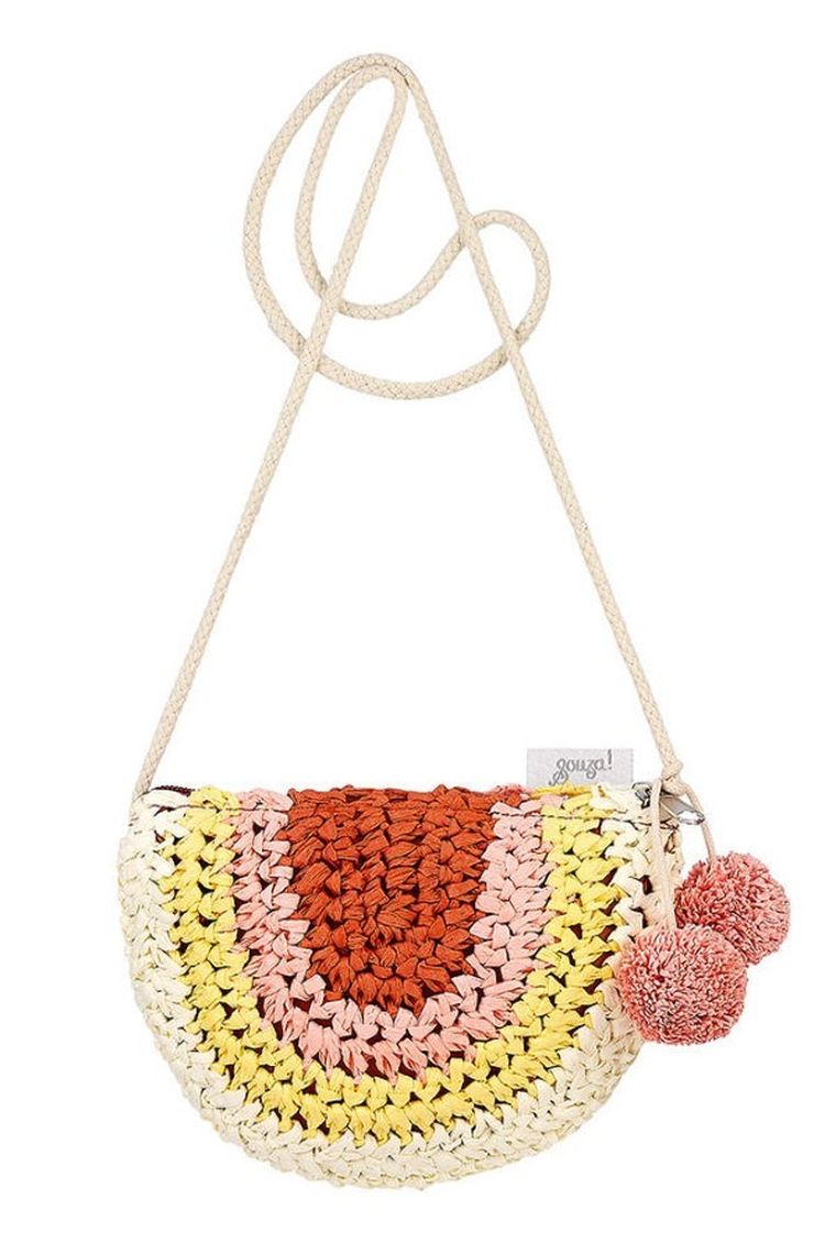 Souza! Alies, torebka na ramię dla dzieci, słomkowa z wiszącymi pomponami