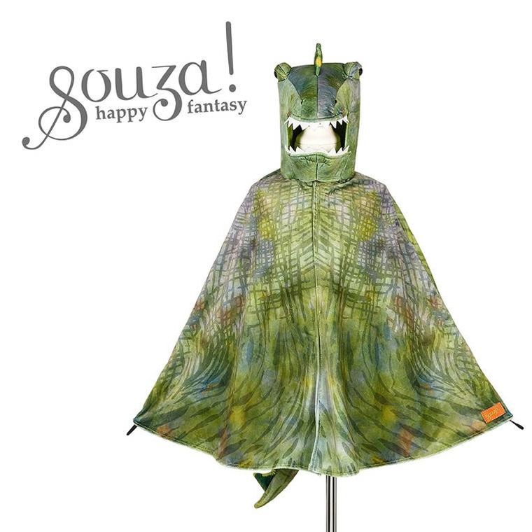 Souza! Dinozaur T-rex, peleryna z kapturem-maską, zielony, 4-7 lat