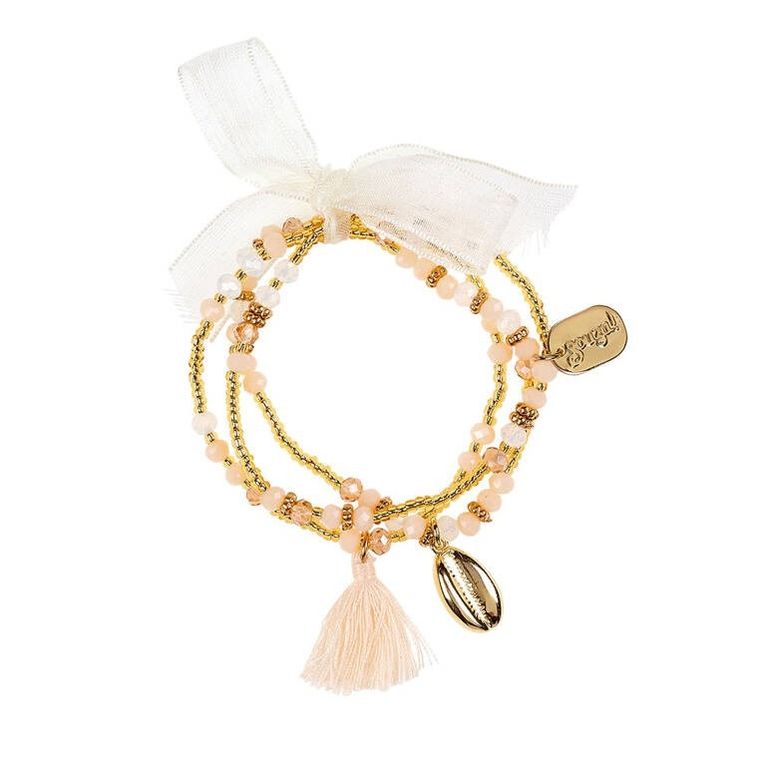 Souza! Evette, potrójna bransoletka z chwostem, biało-złoto-jasnoróżowa