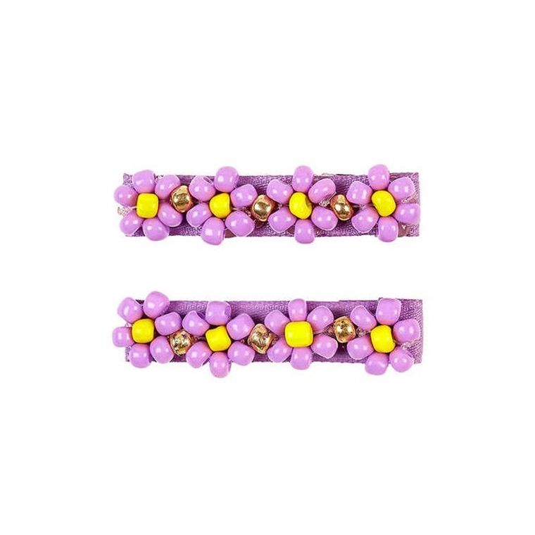 Souza! Evlyn, spinki do włosów z kwiatuszkami z koralików, fioletowe, 2 szt.