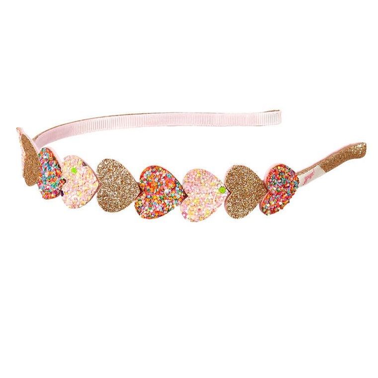 Souza! Hetty, opaska z brokatowymi serduszkami, różowo-złota