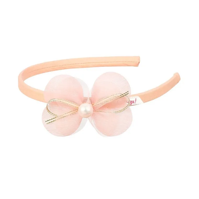 Souza! Lotus, opaska z kwiatem i perłą, jasnoróżowa