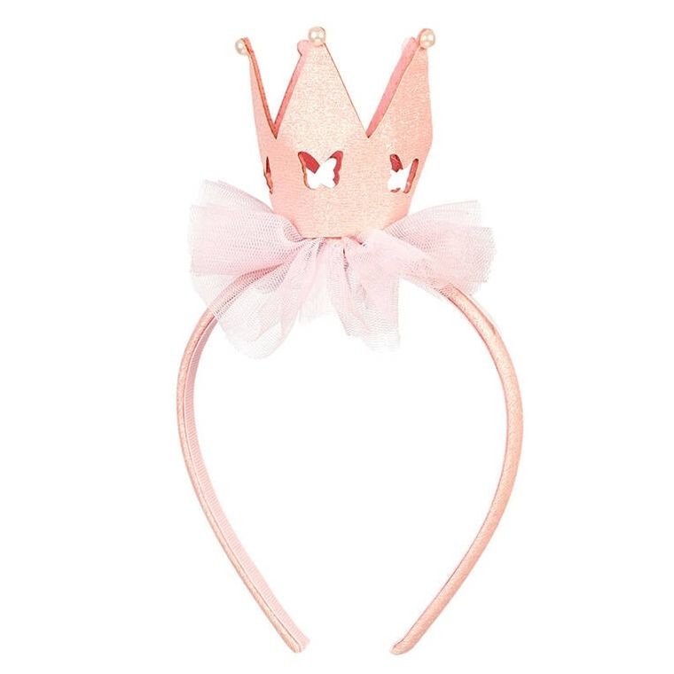Souza! Motyle, opaska z tiulem i koroną, różowa