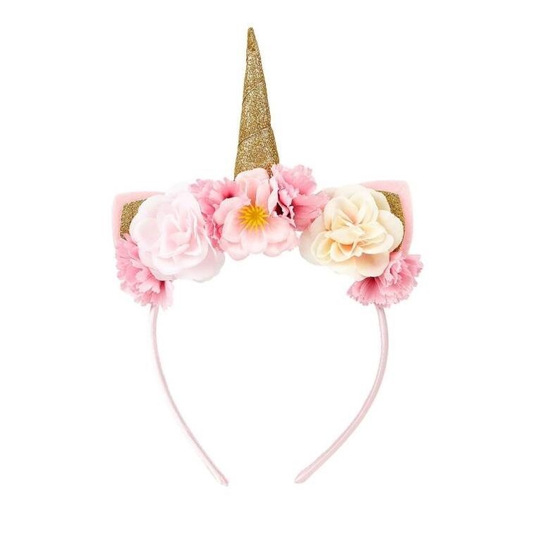 Souza! opaska z kwiatami i złotym rogiem jednorożca