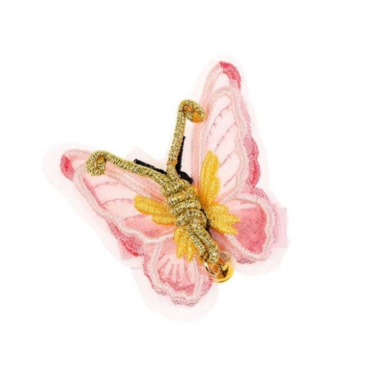 Souza! Semmy, spinka do włosów, haftowany motyl, różowo-złoty