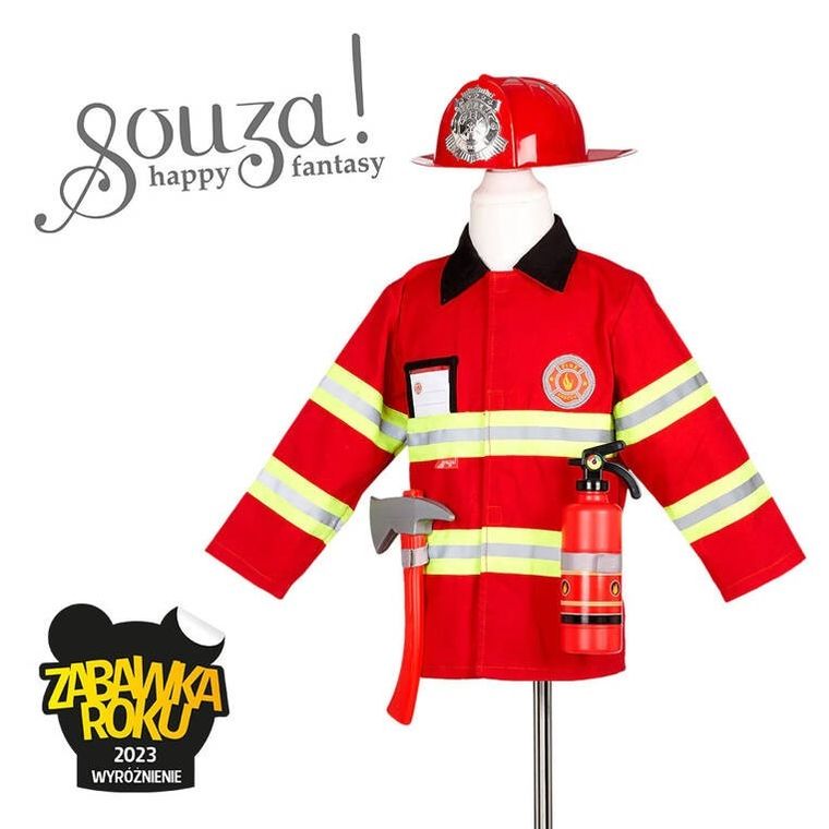 Souza! Strażak, kostium z kaskiem i akcesoriami, 4-7 lat
