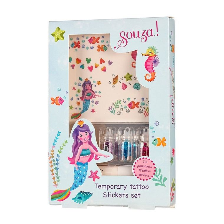 Souza! Syrenka, tatuaże brokatowe z kryształkami, 5 elementów