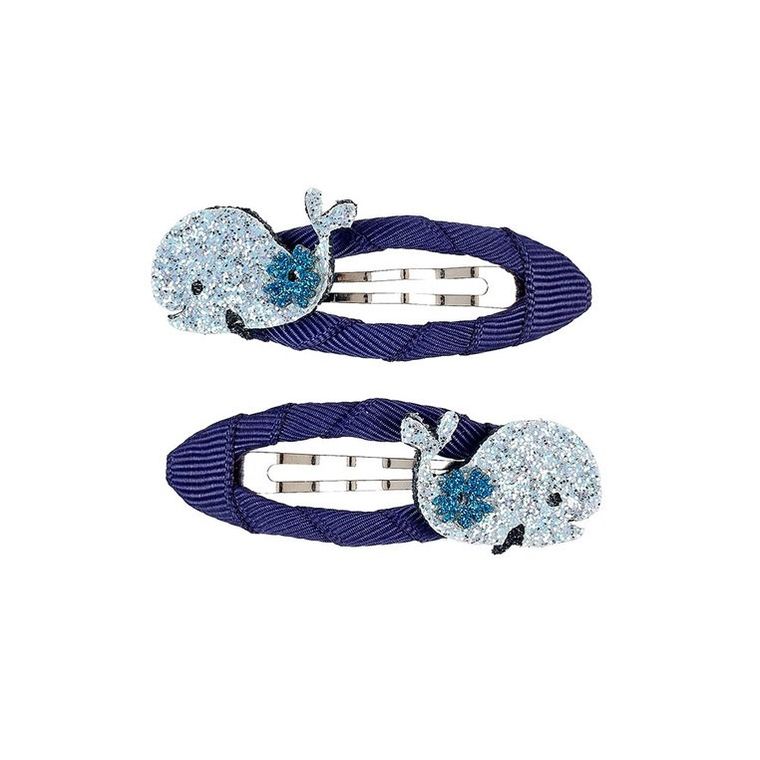 Souza! Verle, spinki do włosów, owinięte wstążką z brokatowymi wielorybami, 2 szt.