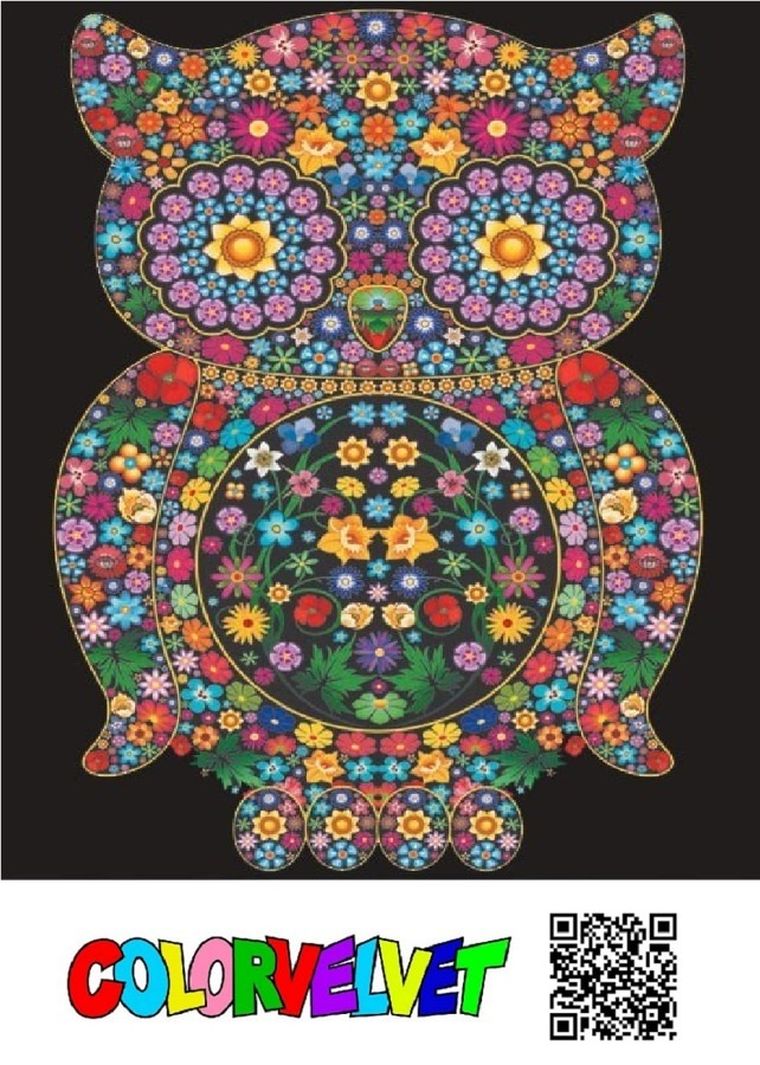 Sowa. Kolorowanka welwetowa, 47-35 cm