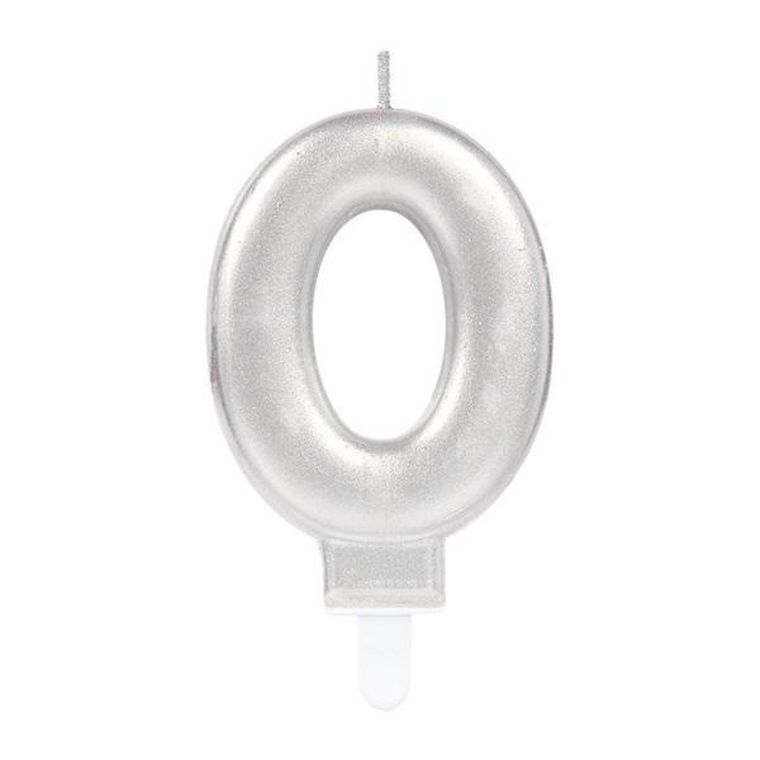 Sparkling Celebrations, świeczka cyferka 0, srebrna