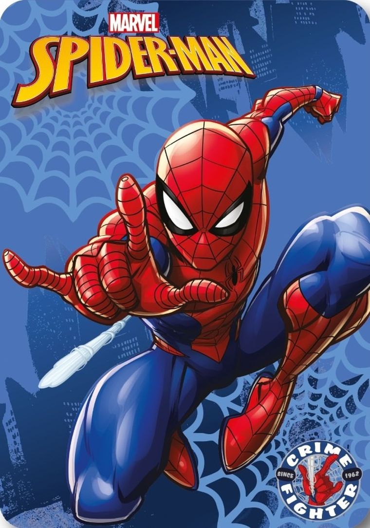 Spiderman, koc polarowy, niebieski, 100-140 cm