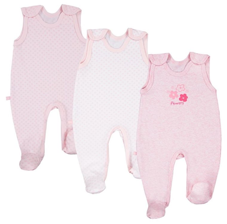 Śpiochy dziewczęce, różowe, zestaw, 3 szt., Eevi