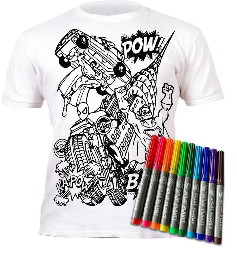 Splat Planet, koszulka do wielokrotnego kolorowania, Superbohater, 9-11 lat