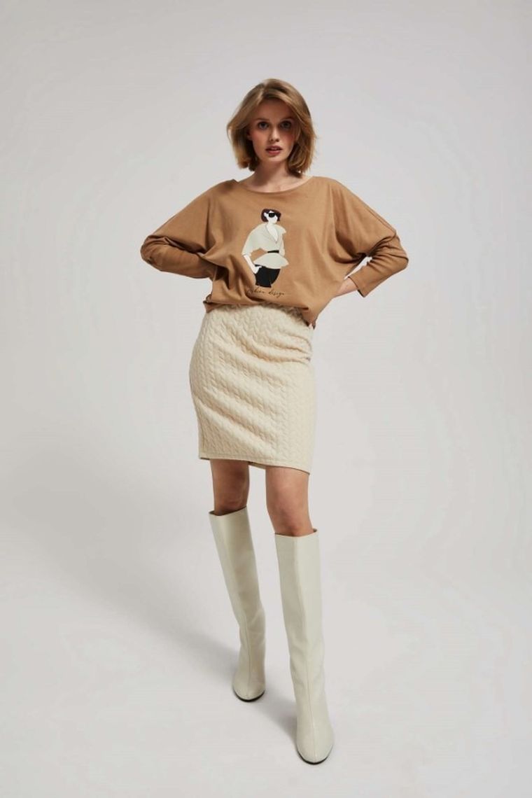 Spódnica damska, beżowa, Moodo