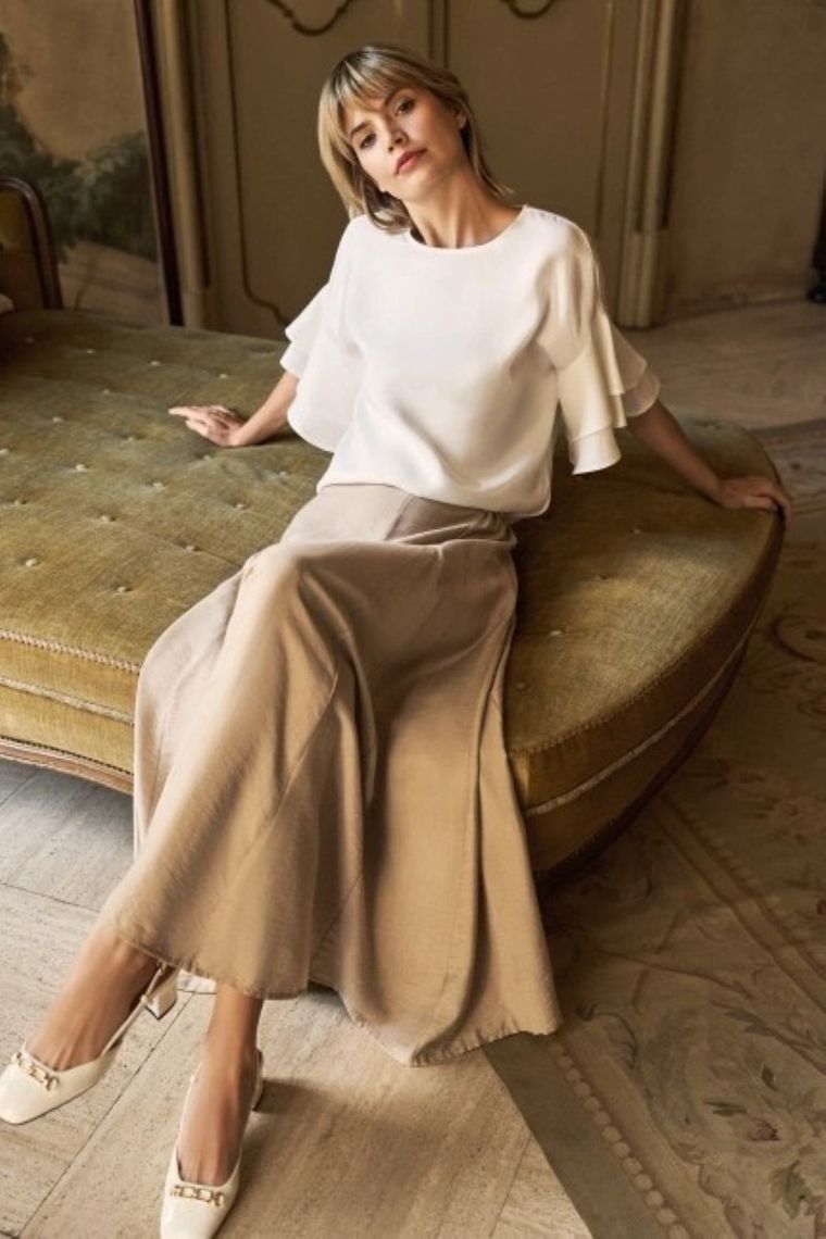 Spódnica damska, beżowa, Moodo