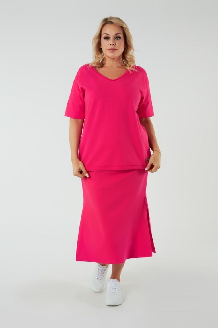 Spódnica damska, plus size, różowa, Stella, Italian Fashion