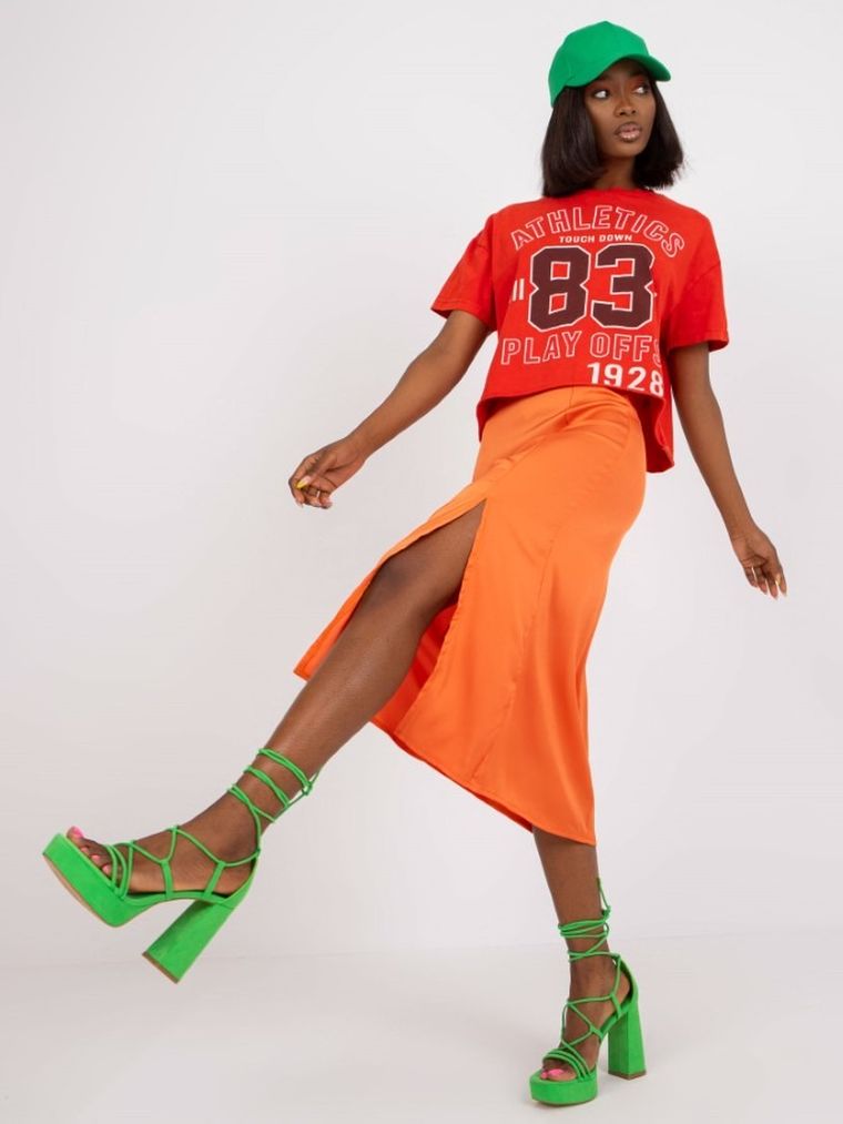 Spódnica damska, pomarańczowa, Rue Paris