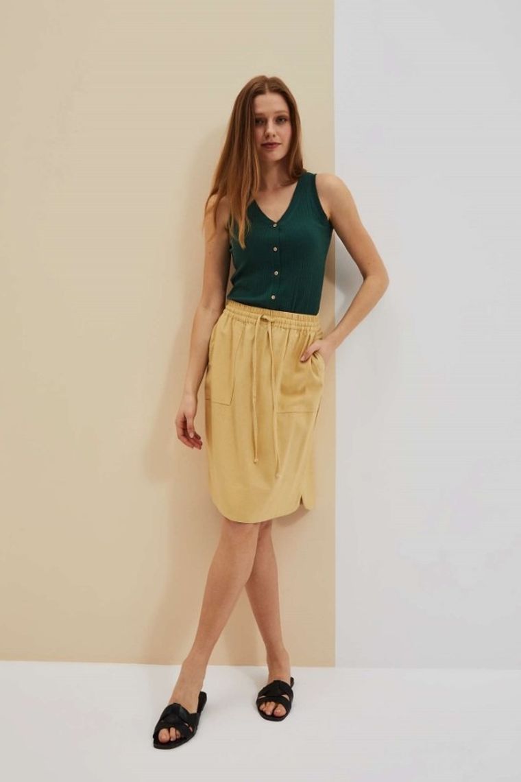 Spódnica damska z lnem, żółta, Moodo