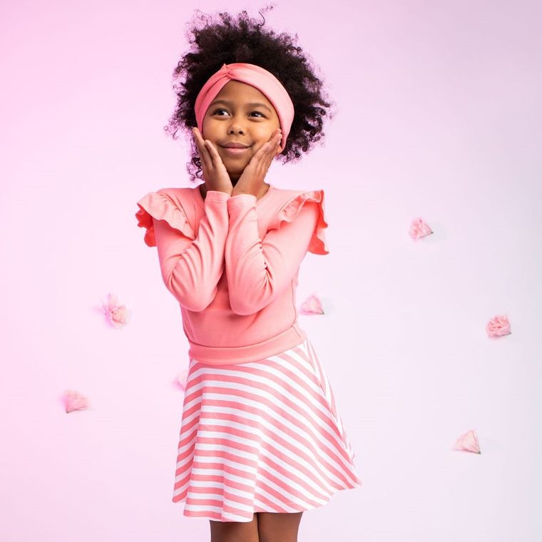 Spódnica dziewczęca, biało-koralowa, Nicol