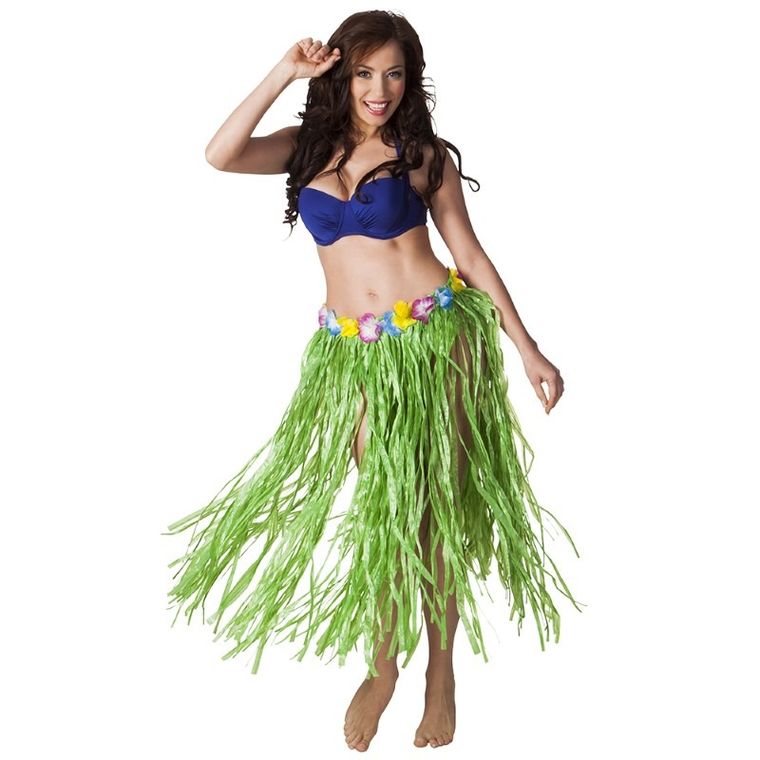 Spódnica hawajska, długa, zielona, 80 cm