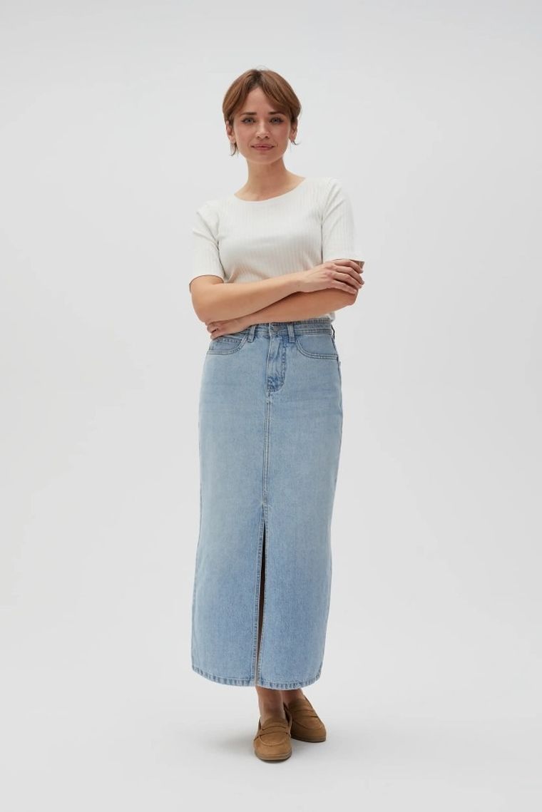 Spódnica jeansowa damska, niebieska, Moodo