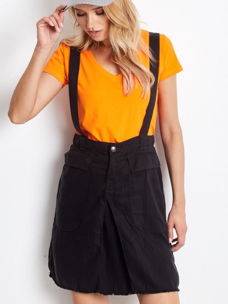 Spódnica ogrodniczka damska, grafitowa, Italy Moda