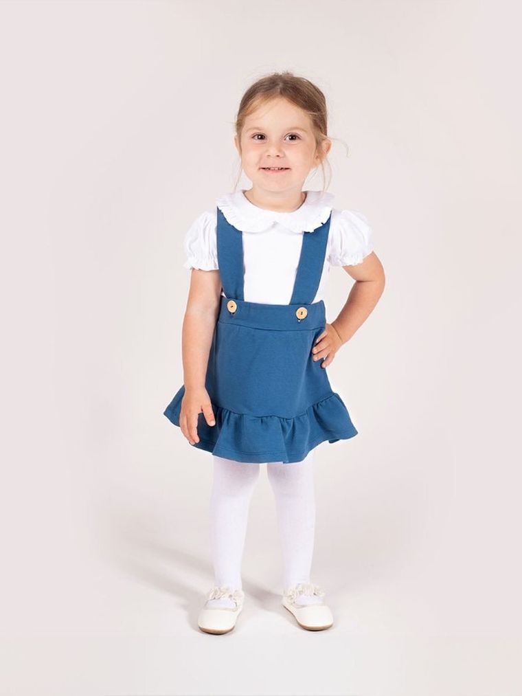 Spódnica ogrodniczka dziewczęca, niebieska, Nicol