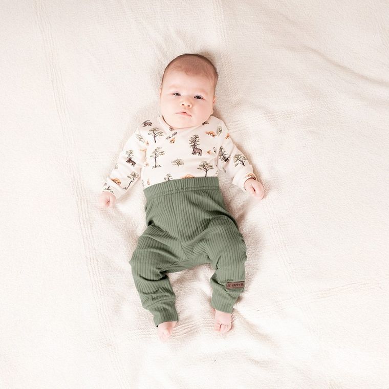 Spodnie chłopięce, prążkowane, khaki, Nicol