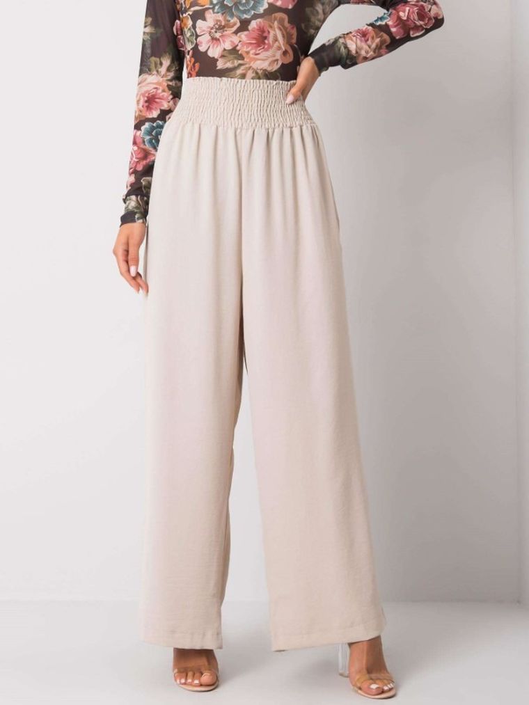 Spodnie damskie, beżowe, Rue Paris