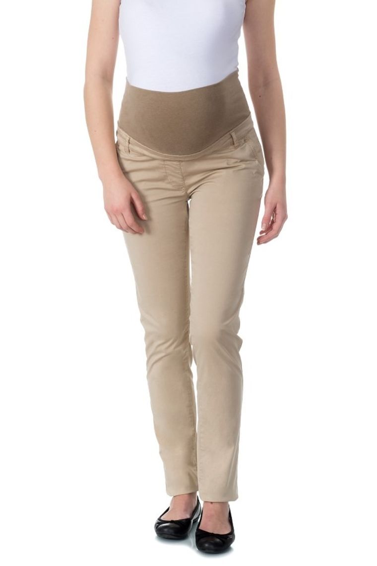 Spodnie damskie, ciążowe, chino, beżowe, Bellybutton
