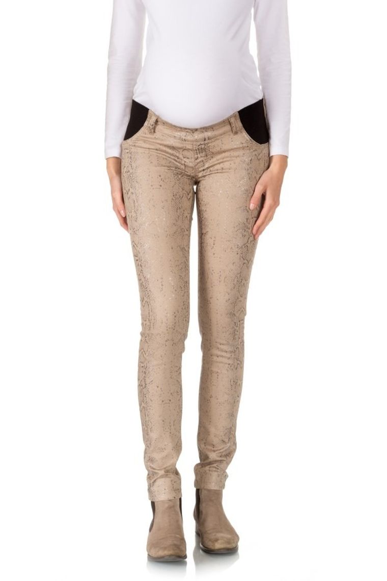 Spodnie damskie, ciążowe, slim, beżowe, Bellybutton