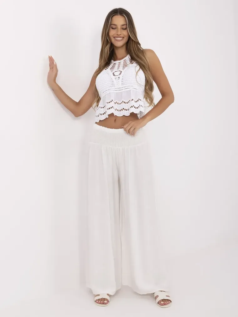 Spodnie damskie, ecru, Italy Moda