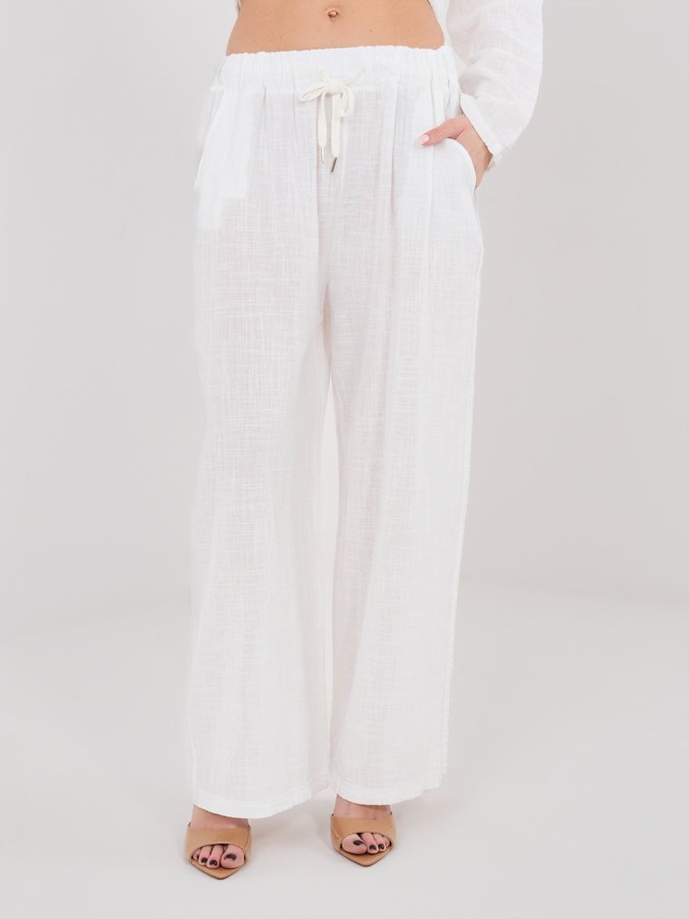 Spodnie damskie, ecru, Italy Moda