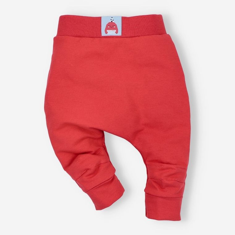Spodnie dresowe chłopięce, bawełna organiczna, czerwone, Nini