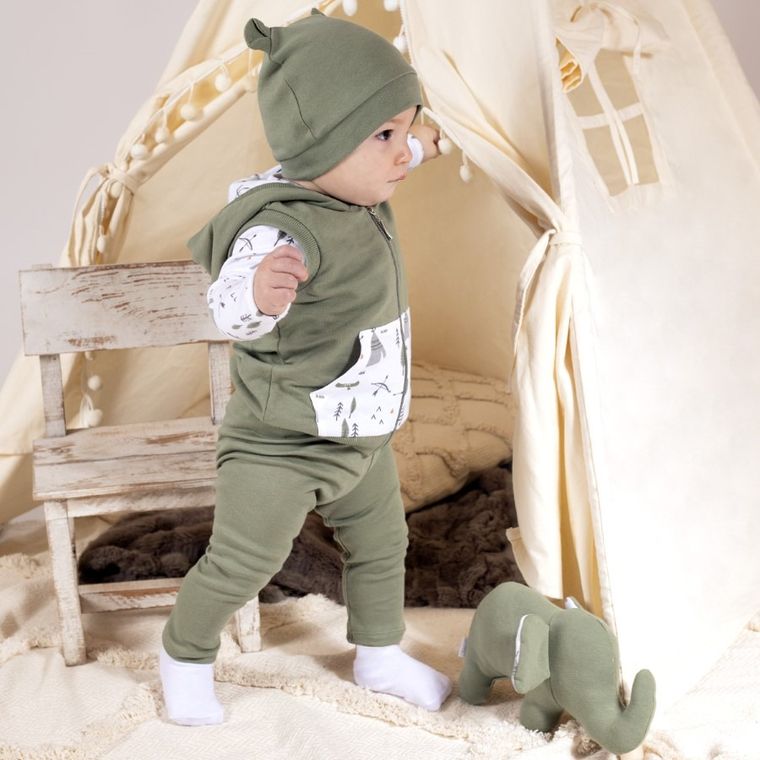 Spodnie dresowe chłopięce, zielone, Nicol