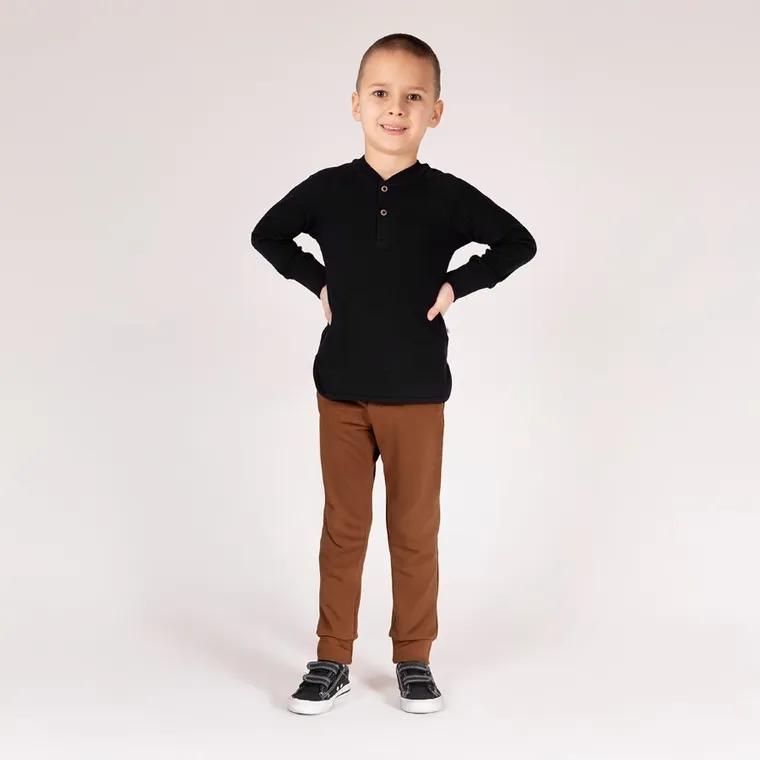 Spodnie dresowe chłopięcie, brązowe, Nicol