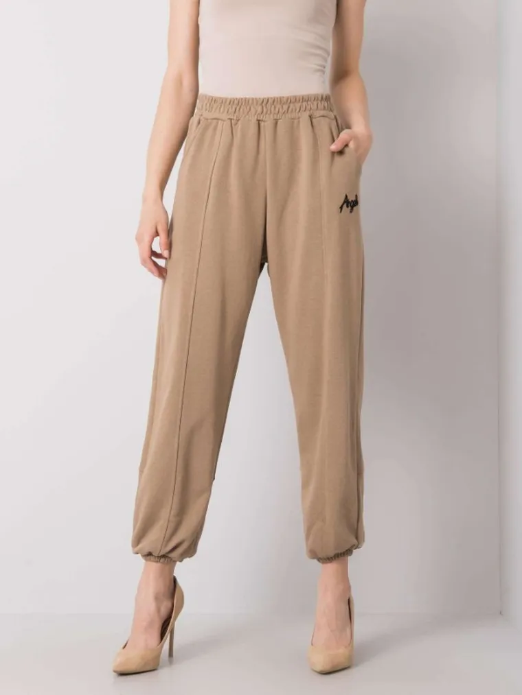 Spodnie dresowe damskie, beżowe, Ex Moda