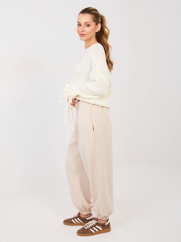 Spodnie dresowe damskie, beżowe, Italy Moda